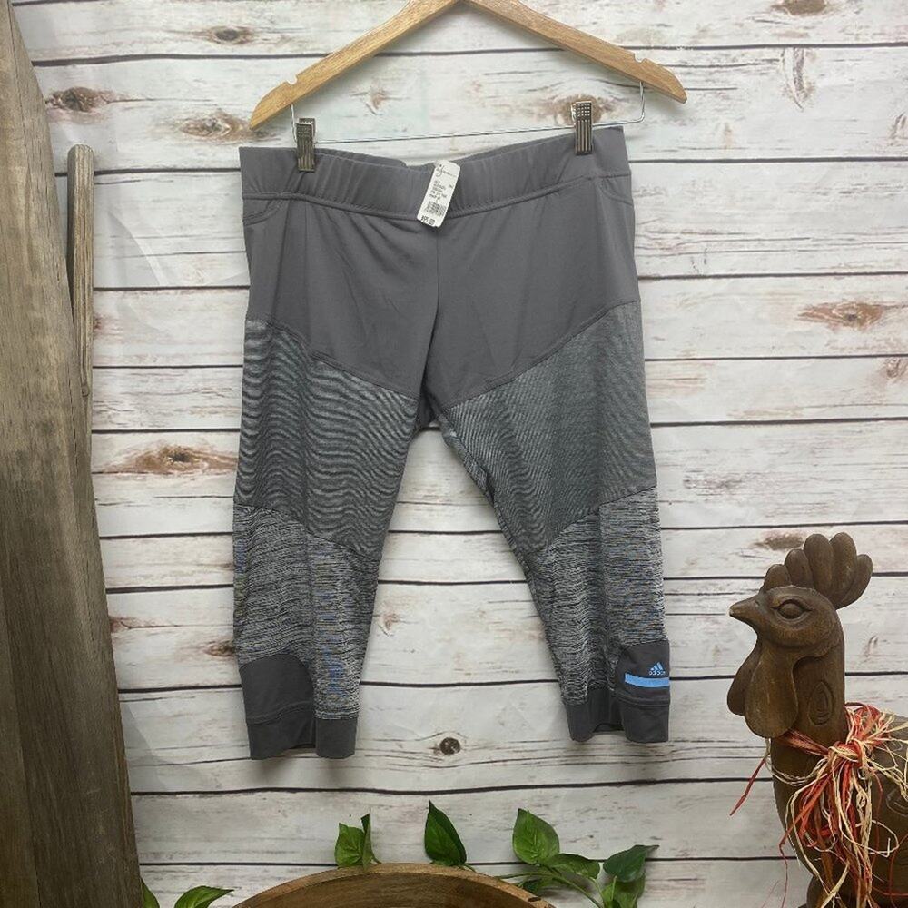 Adidas Stella McCartney Capri Pants Sport Large Workout Yoga Pant Grey Gray L - Picture 1 of 11
